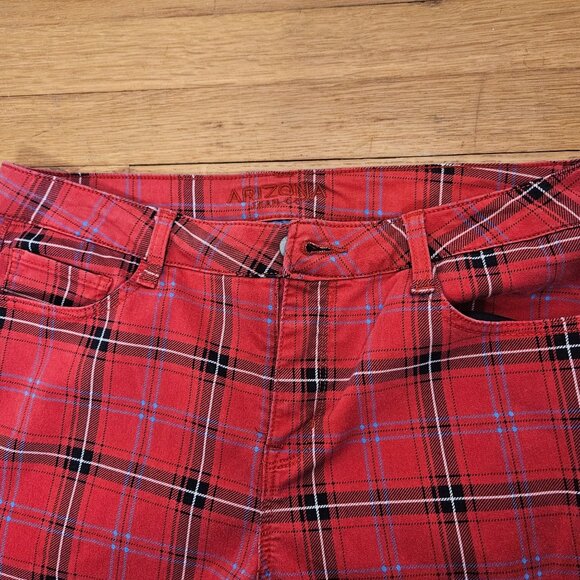 Woman's Arizona Jeans Co punk grungecore plaid mid rise skinny jeans size 13 - Picture 6 of 11